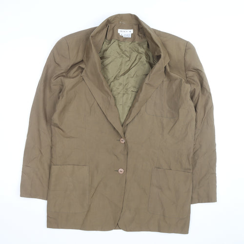 Tracy M Unisex Brown Silk Lined Mid-Length Blazer M