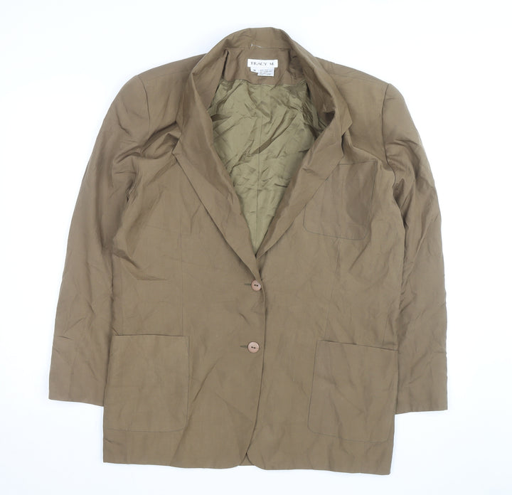 Tracy M Unisex Brown Silk Lined Mid-Length Blazer M