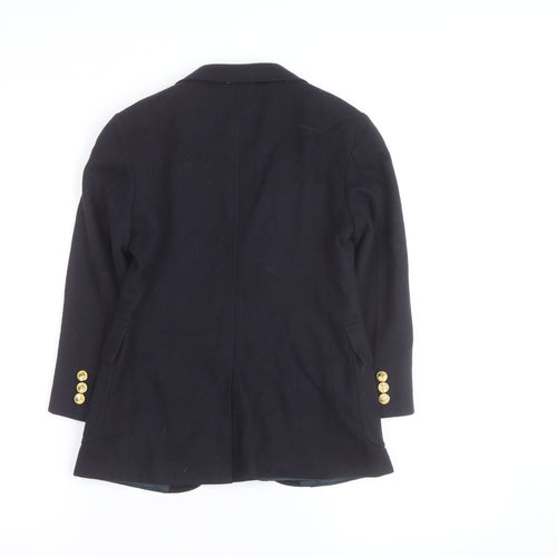 Ralph Lauren Women Blue Wool Blazer Size 10 Classic Single-Breasted Jacket
