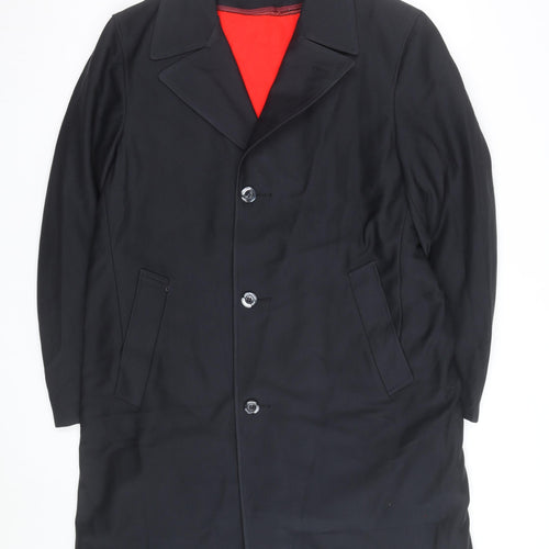 Sears Men’s Black Wool Blend Long Overcoat Size 40 Regular Vintage