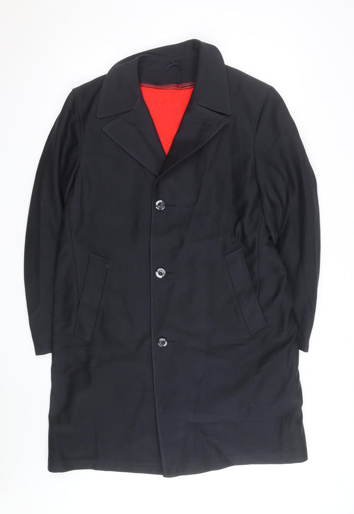 Sears Men’s Black Wool Blend Long Overcoat Size 40 Regular Vintage