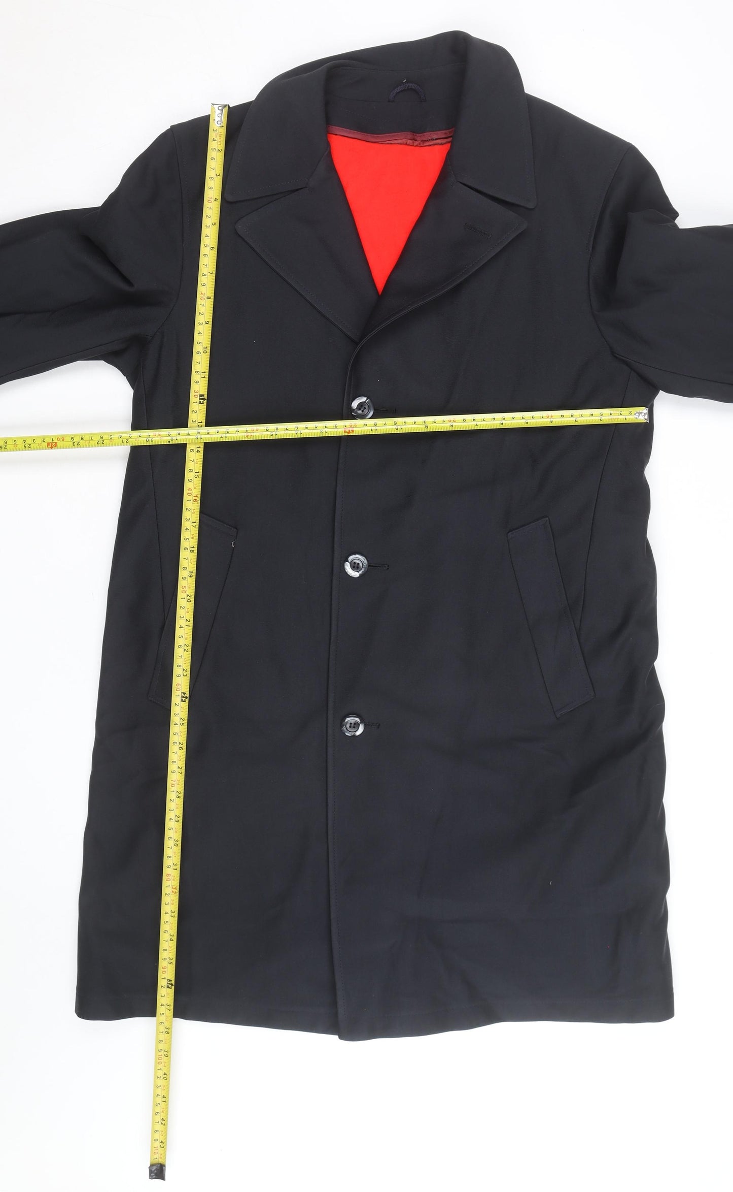 Sears Men’s Black Wool Blend Long Overcoat Size 40 Regular Vintage