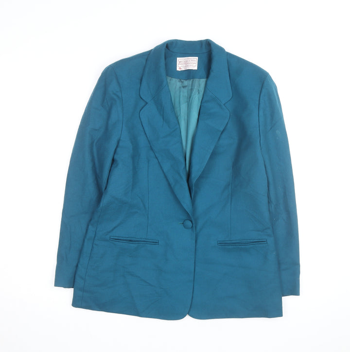 Pendleton Women's Blue Wool Petite Blazer Jacket Size 12 Classic