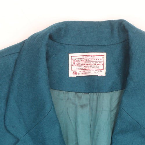 Pendleton Women's Blue Wool Petite Blazer Jacket Size 12 Classic