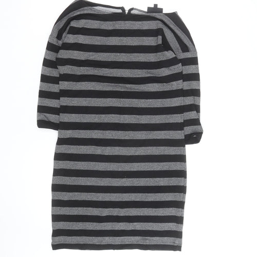 Warehouse Women’s Black Striped Bodycon Knit Dress Size 10