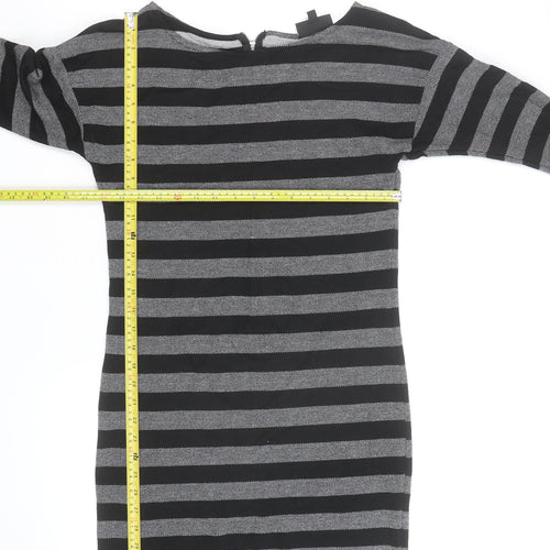 Warehouse Women’s Black Striped Bodycon Knit Dress Size 10