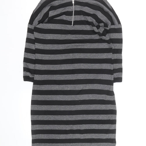 Warehouse Women’s Black Striped Bodycon Knit Dress Size 10