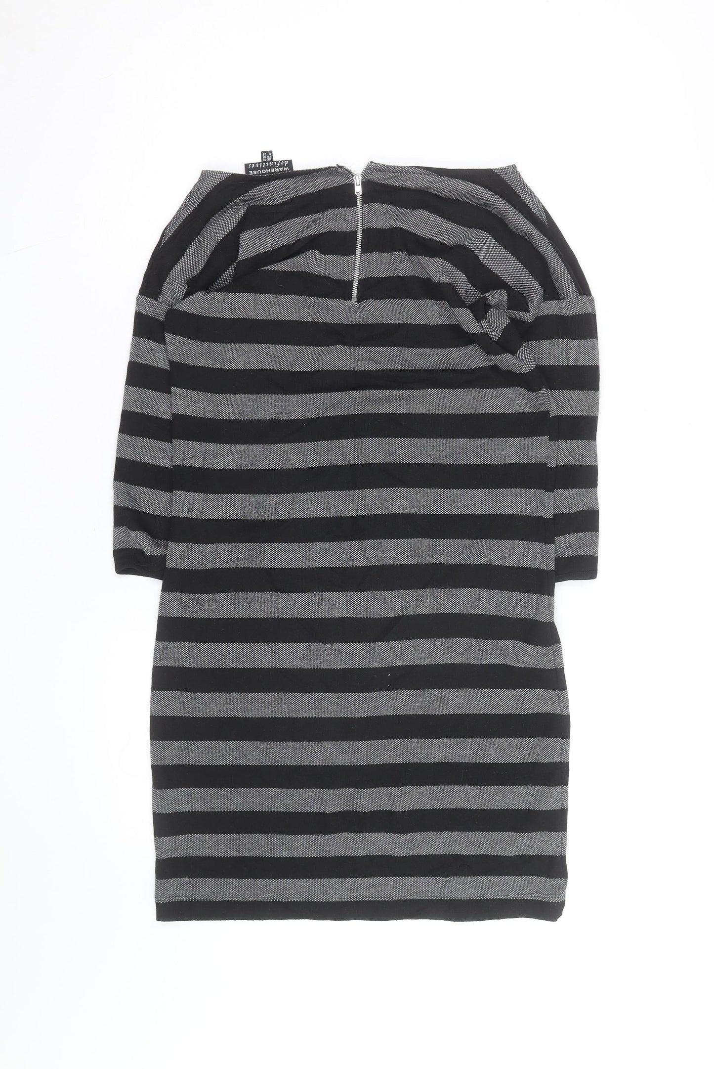 Warehouse Women’s Black Striped Bodycon Knit Dress Size 10