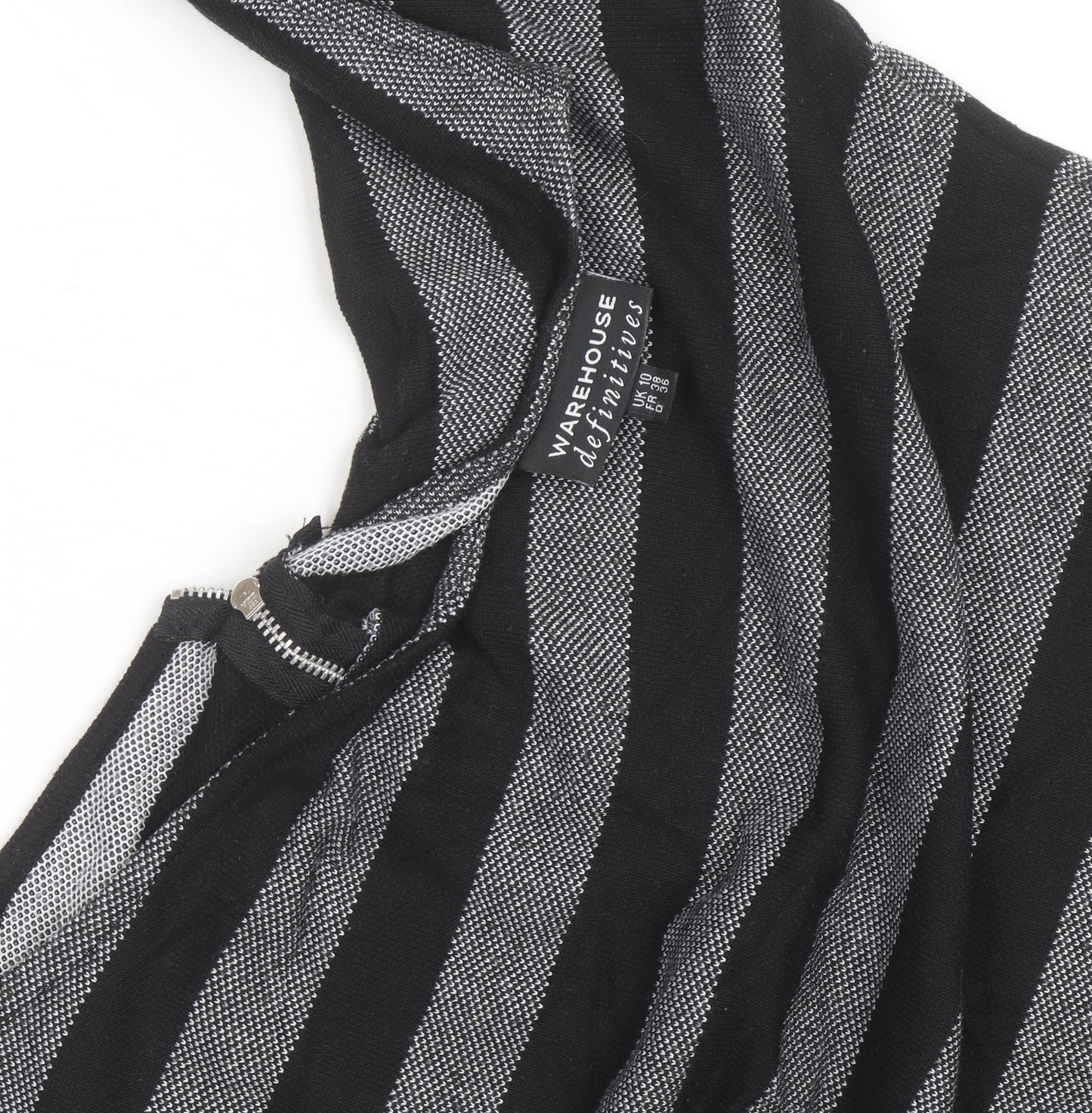 Warehouse Women’s Black Striped Bodycon Knit Dress Size 10