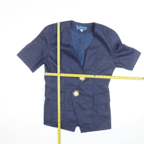 Idée Mode Women’s Blue V-Neck Short Sleeve Classic Blouse Size 8