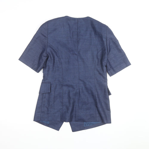 Idée Mode Women’s Blue V-Neck Short Sleeve Classic Blouse Size 8