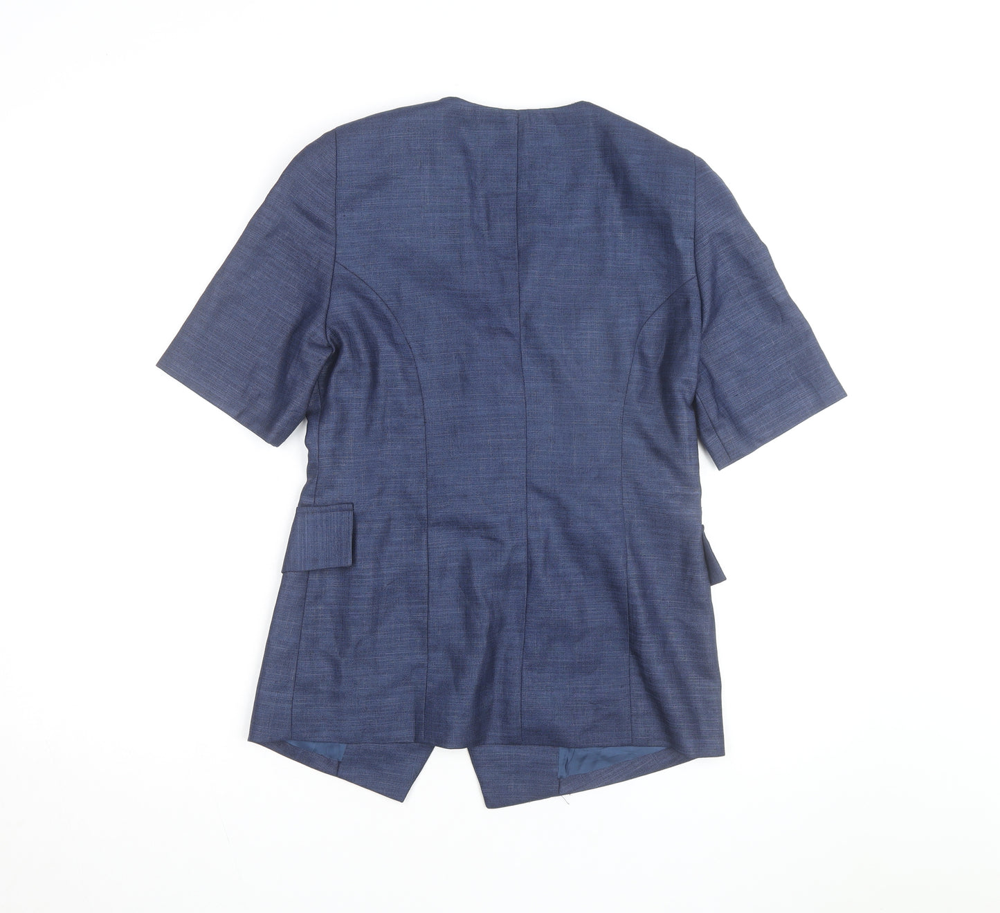 Idée Mode Women’s Blue V-Neck Short Sleeve Classic Blouse Size 8