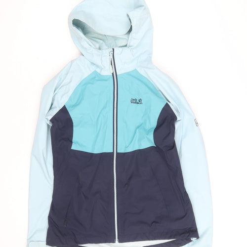 Jack Wolfskin Women's Blue Waterproof Hooded Rain Jacket Size S