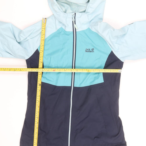 Jack Wolfskin Women's Blue Waterproof Hooded Rain Jacket Size S