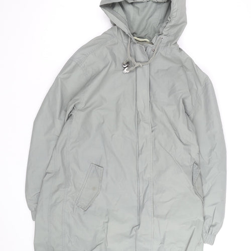 Weird Fish Women's Grey Hooded Parka Coat Size 12 Long