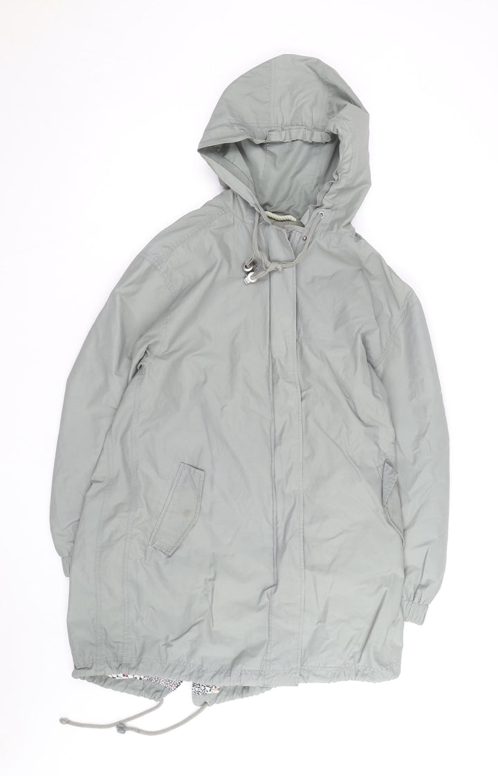 Weird Fish Women's Grey Hooded Parka Coat Size 12 Long