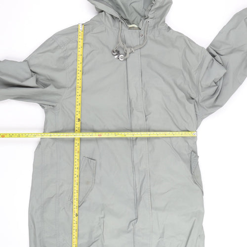Weird Fish Women's Grey Hooded Parka Coat Size 12 Long