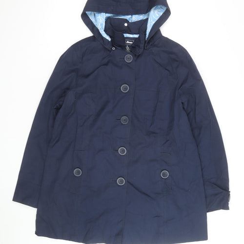 L.L. Bean Men's Blue Hooded Rain Coat Size L Cotton Nylon Waterproof