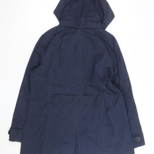 L.L. Bean Men's Blue Hooded Rain Coat Size L Cotton Nylon Waterproof