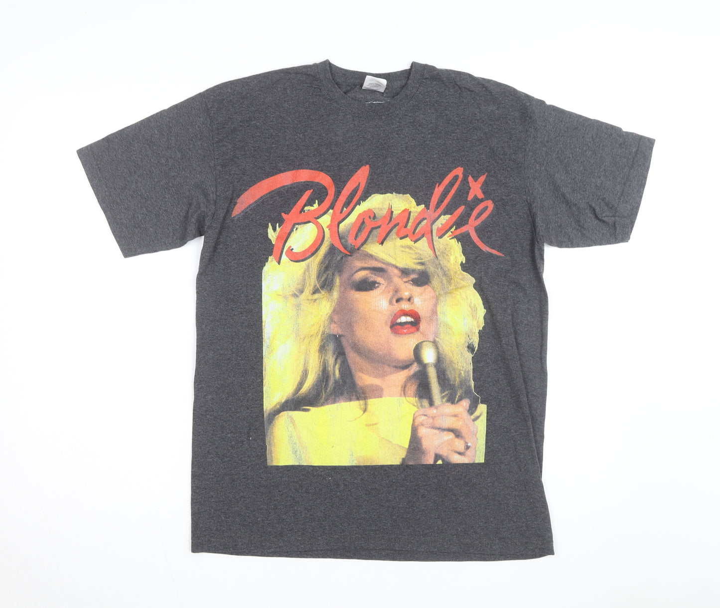 Fruit of the Loom Mens Grey Blondie Band Graphic T-Shirt Size 14-15 Years
