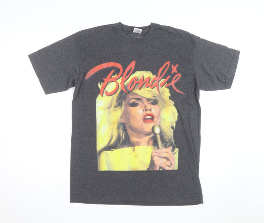 Fruit of the Loom Mens Grey Blondie Band Graphic T-Shirt Size 14-15 Years