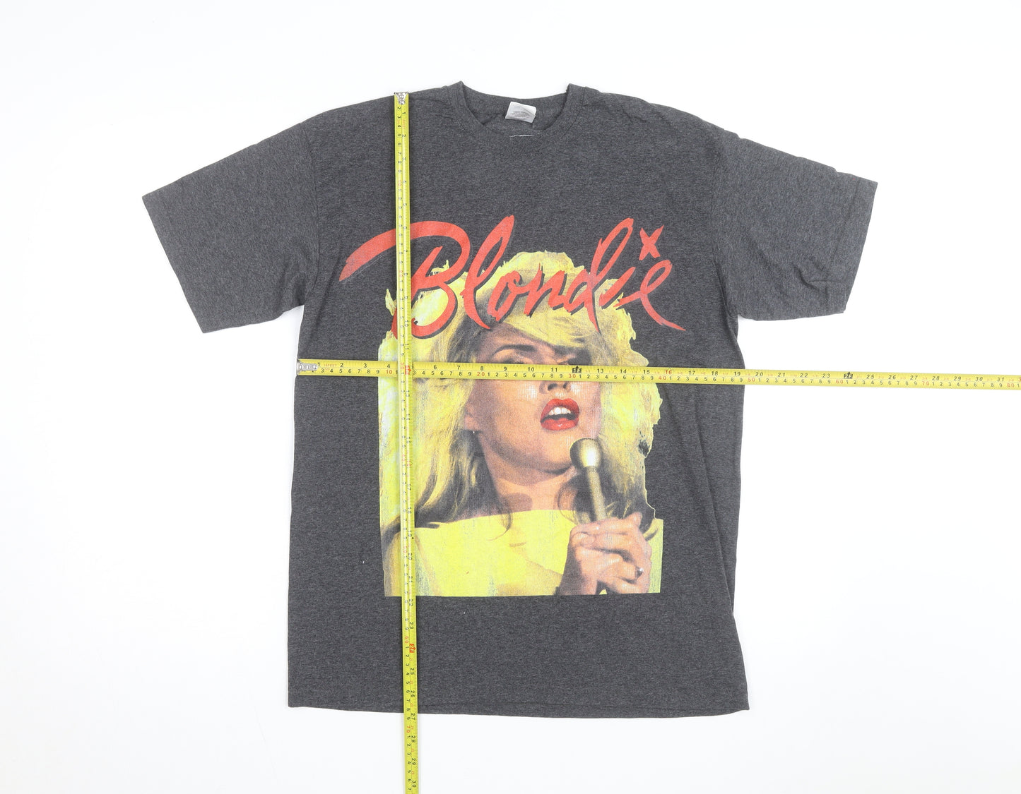 Fruit of the Loom Mens Grey Blondie Band Graphic T-Shirt Size 14-15 Years