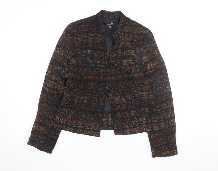 Legrener Women's Brown Geometric Tweed Blazer Size 12