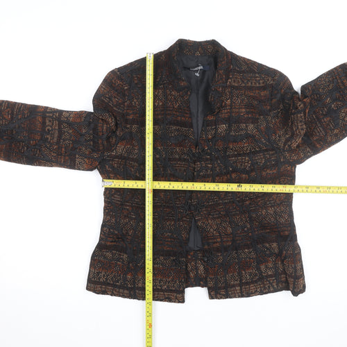 Legrener Women's Brown Geometric Tweed Blazer Size 12