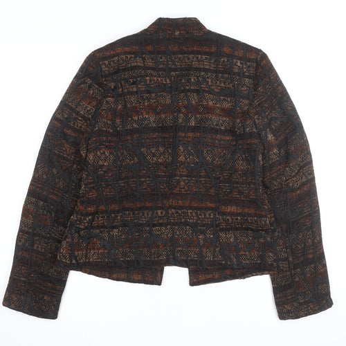 Legrener Women's Brown Geometric Tweed Blazer Size 12