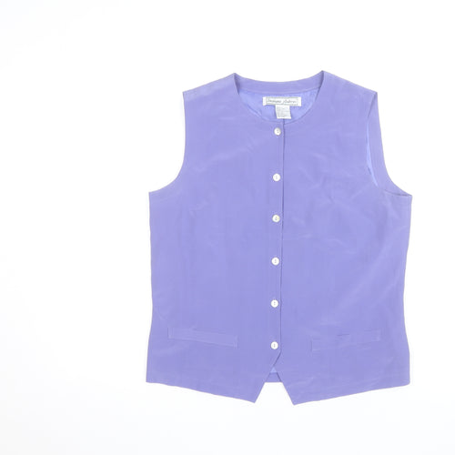 Stephanie Andrews Women's Purple Silk Sleeveless Button Blouse Size S