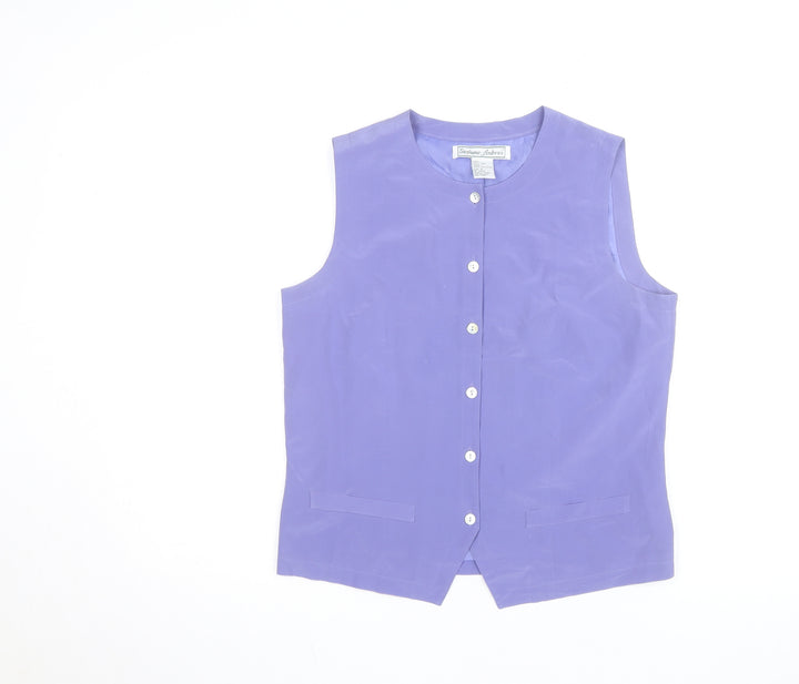 Stephanie Andrews Women's Purple Silk Sleeveless Button Blouse Size S