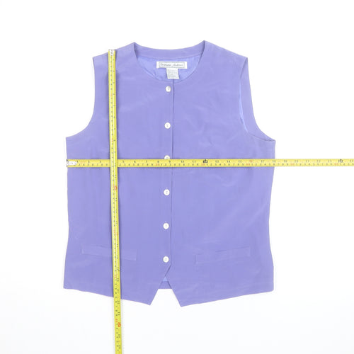 Stephanie Andrews Women's Purple Silk Sleeveless Button Blouse Size S