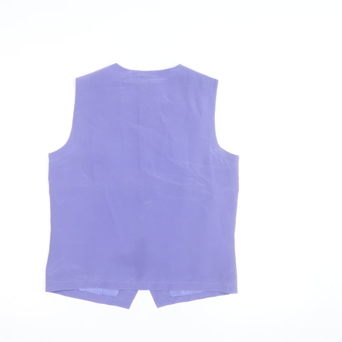 Stephanie Andrews Women's Purple Silk Sleeveless Button Blouse Size S
