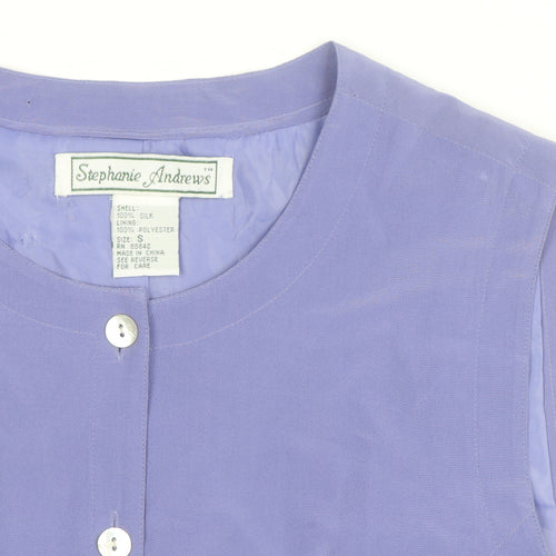 Stephanie Andrews Women's Purple Silk Sleeveless Button Blouse Size S