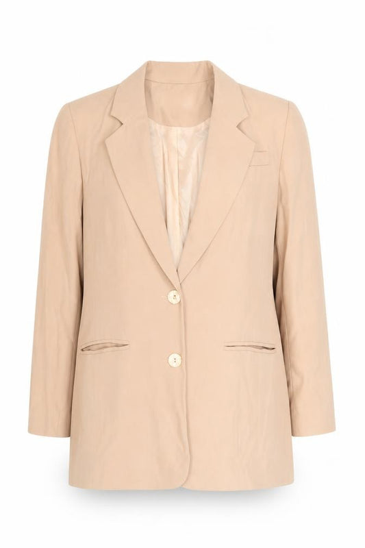 Front view of Braemar Petites Beige Classic Blazer women’s, size UK 6, tailored jacket