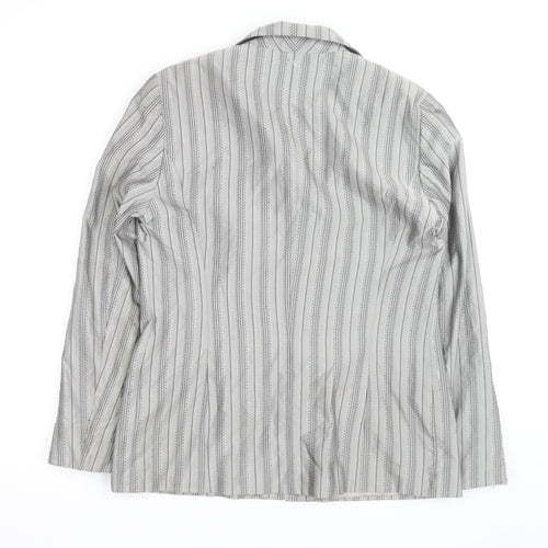 Gerry Weber Women's Grey Striped Cotton Silk Blazer Size 12