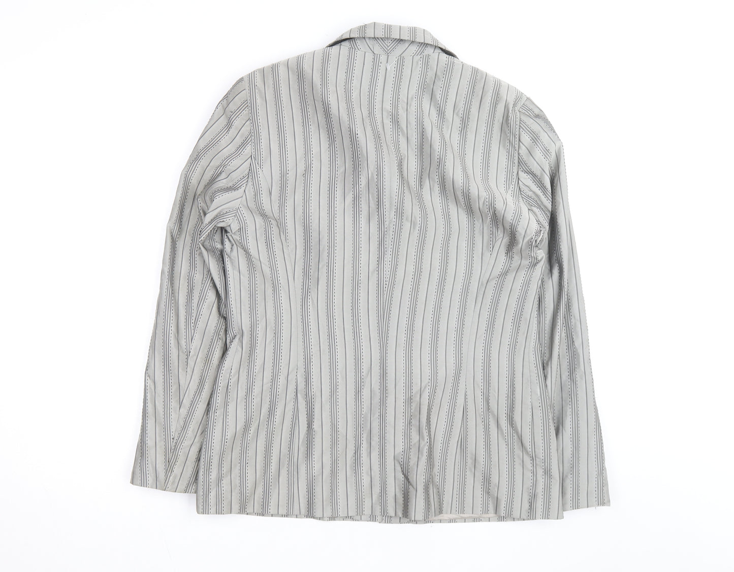 Gerry Weber Women's Grey Striped Cotton Silk Blazer Size 12