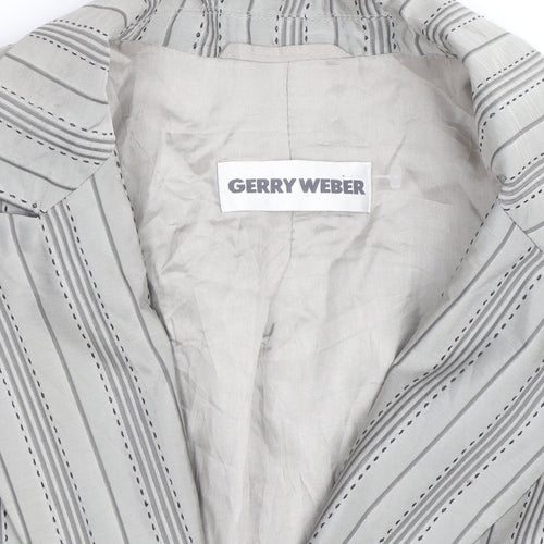Gerry Weber Women's Grey Striped Cotton Silk Blazer Size 12