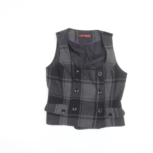 San Francisco Women Grey Check Wool Blend Waistcoat Size 10