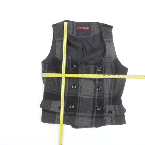 San Francisco Women Grey Check Wool Blend Waistcoat Size 10