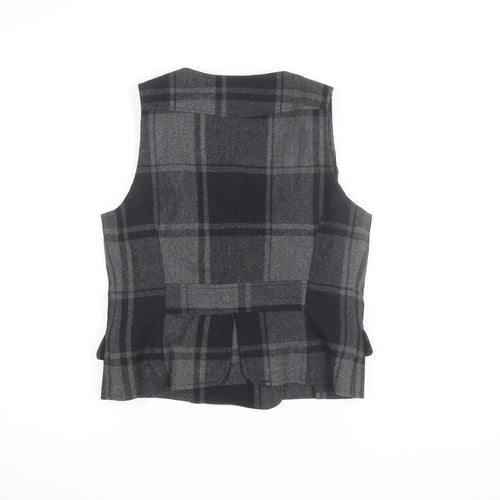 San Francisco Women Grey Check Wool Blend Waistcoat Size 10