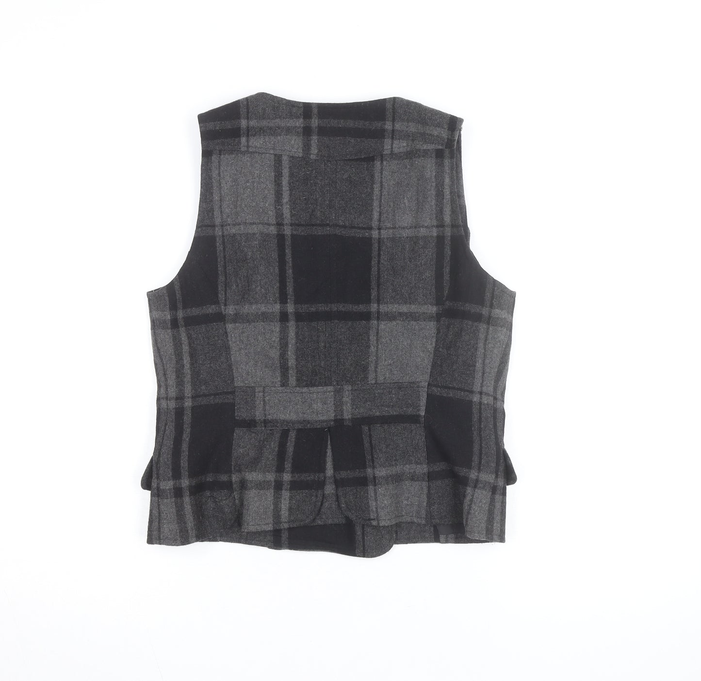 San Francisco Women Grey Check Wool Blend Waistcoat Size 10