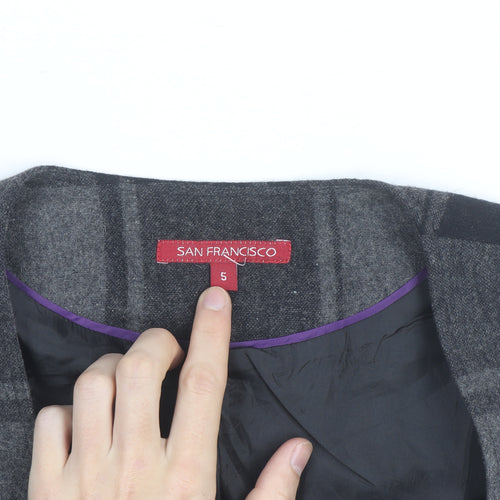 San Francisco Women Grey Check Wool Blend Waistcoat Size 10