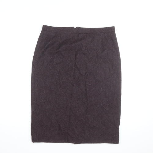 Jigsaw Women Brown Wool Pencil Skirt UK 12 Workwear Knee Length