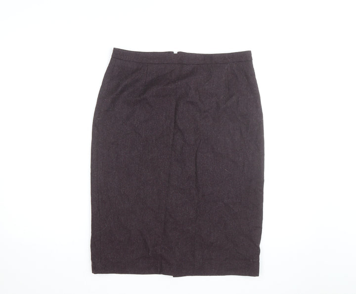 Jigsaw Women Brown Wool Pencil Skirt UK 12 Workwear Knee Length