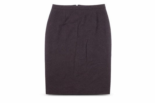 Front view of Jigsaw Women Brown Wool Pencil Skirt UK 12 Workwear Knee Length