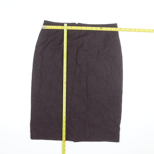 Jigsaw Women Brown Wool Pencil Skirt UK 12 Workwear Knee Length