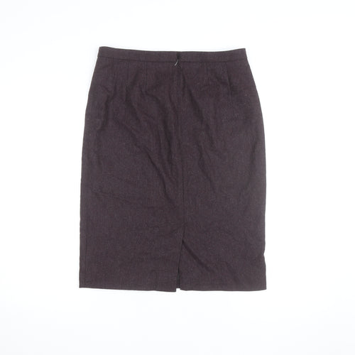 Jigsaw Women Brown Wool Pencil Skirt UK 12 Workwear Knee Length