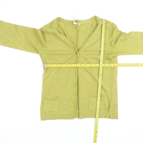 White Stuff Women's Green V-Neck Long Sleeve Cardigan Size 12