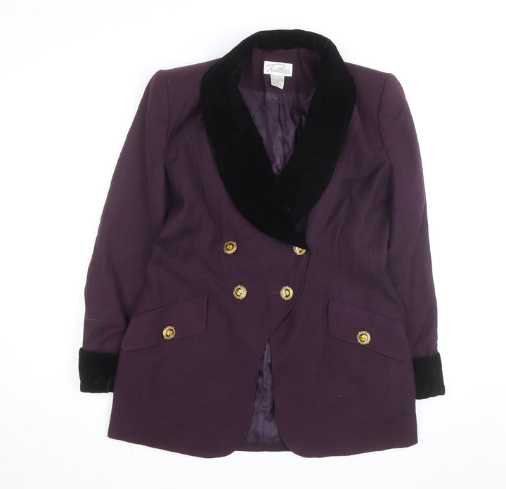 Pursuits Womens Purple Velvet Collar Blazer Jacket Size 12